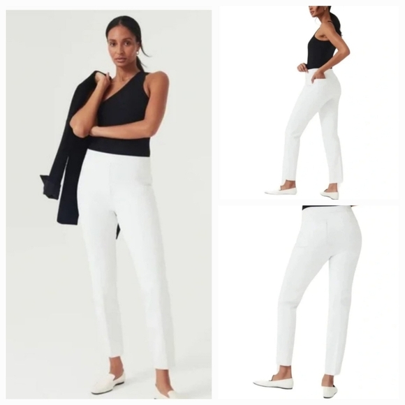 NWT Spanx Womens On-the-Go Slim Straight Ankle Pant 20372R Classic White size XL - Picture 1 of 10